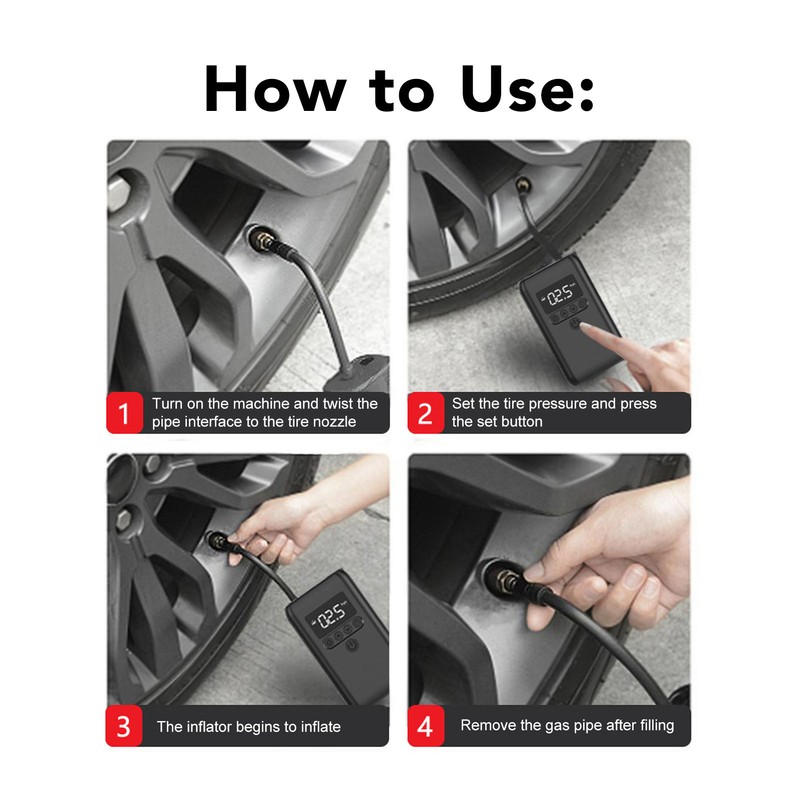 5V 2.4A Charging Pump Portable Cordless Electric Tire Inflator with