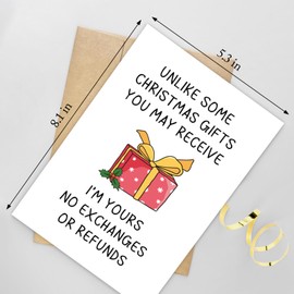 Romantic Christmas Card for Husband Wife, Funny Christmas Card from Girlfriend Boyfriend, Sweet Christmas Card for Him Her, I'm Yours No Exchanges No Refunds