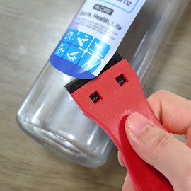 EHDIS 1.5" Plastic Razor Scraper Tool with 10pcs Double Edged Blades for Adhesive Remover,Removing Labels Stickers Decals Taping on Glass Windows (Red)