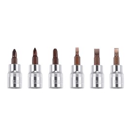 uxcell 3/8" Drive Phillips Slotted Bit Socket Set, S2 Steel Bits, CR-V Sockets 6-Piece (PH1-PH3, FD4-FD6.5)