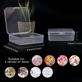 Rocutus 24 Pack Small Clear Plastic Storage Containers with Lids,Beads Storage Box with Hinged Lid for Beads,Earplugs,Pins, Small Items, Crafts, Jewelry, Hardware (3.7 x 3.7 3 x 1.1 Inches)