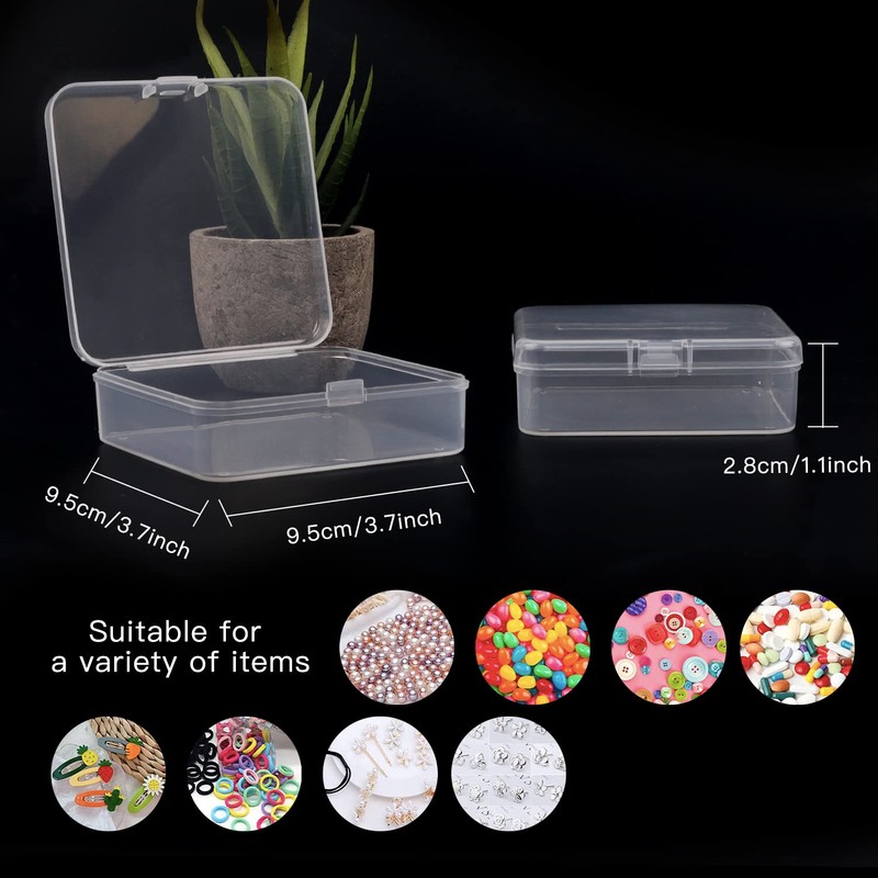 Rocutus 24 Pack Small Clear Plastic Storage Containers with Lids,Beads