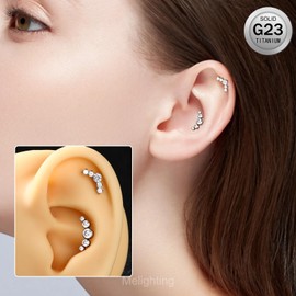 Melighting G23 Titanium Labret Piercing Stud Flat Back Helix Earring 16G Cartilage Studs Internally Threaded Labret Lip Stud Tragus Conch Earring Upper Lobe Piercings Stud Earring