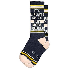 Gumball Poodle IT'S ALWAYS OK TO BUY MORE BOOKS Unisex Gym Crew Socks (Made in the USA)