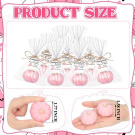 Demissle 20 Sets Pumpkin Baby Shower Favors 20 Mini Pumpkin Soap 20 Thanks Cards 20 Gift Bags with String for Fall Thanksgiving Bridal Shower Wedding Autumn Party Decorations Guest Gifts (Pink)
