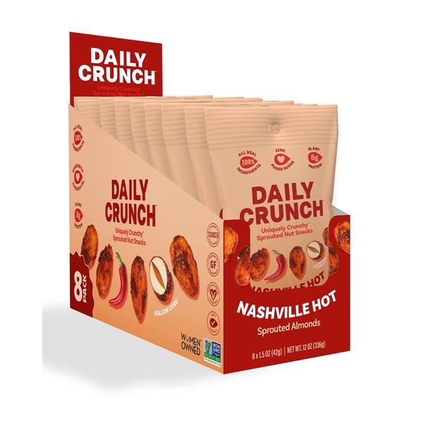 Daily Crunch, Nashville Hot Sprouted Almonds, Minis (1.5oz, Pack of