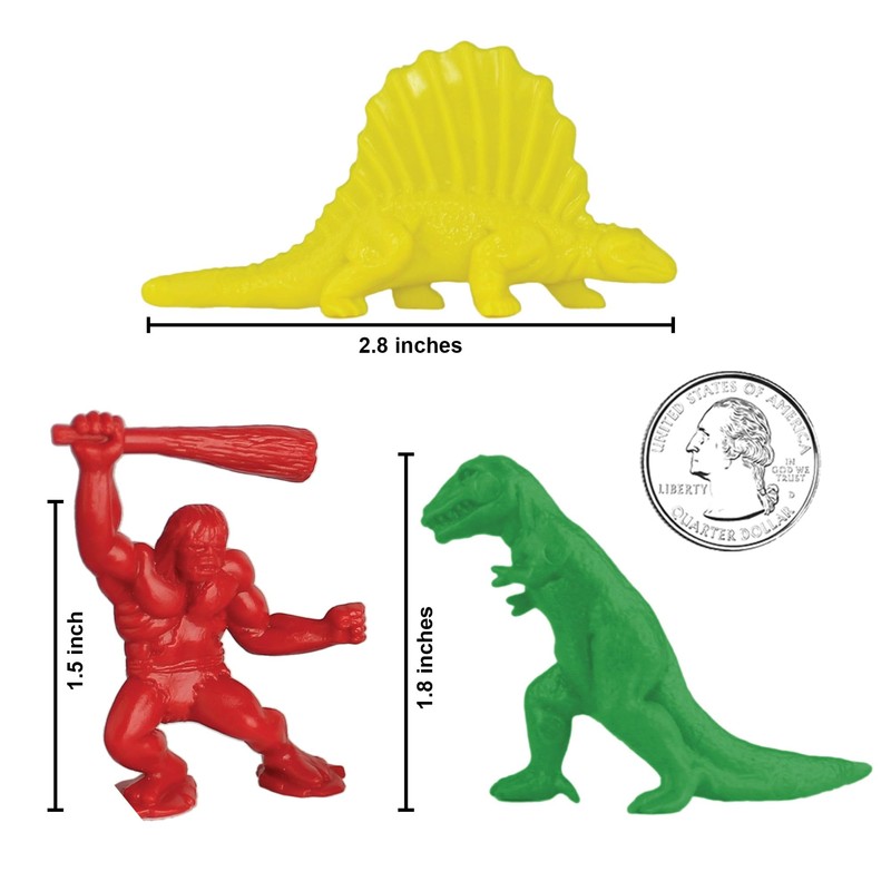 TimMee Prehistoric Plastic Dinosaur & Caveman Figures - Red, Green