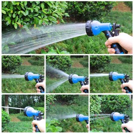 Pleasthome Recoil Garden Hose 25FT EVA Water Hose with 7-Pattern Spray Nozzle,Curly Self Coiling Lightweight Garden Hose,Retractable Drinking Water Safe Garden Coil Hose for Lawn Patio (blue)