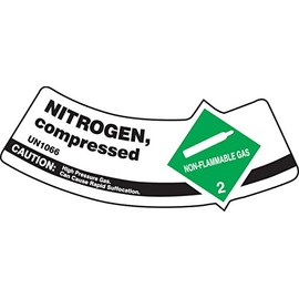 Accuform Cylinder Shoulder Label, NITROGEN Compressed UN1066 Caution, 2" x 5 1/4", Adhesive Vinyl, 5/PK