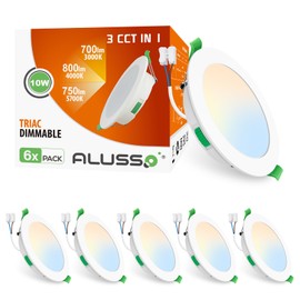 ALUSSO ALUSSO LED recessed spotlight flat 230V, 10W 800lm LED ceiling spots dimmable ultra slim installation depth 30mm, warm white? 3000K neutral white? 4000K cold white? 6500K, IP44 LED spots for living room, set of 6