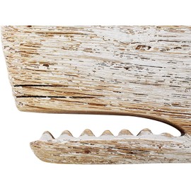 Linfevisi Rustic Nautical Decor Wooden Whale Hanging Wall Decor Wood Whale Decorations Beach Art Ornament Whale Sea Theme Home Decoration Wood Sculpture Whale 29.5" L