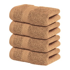 Infinitee Xclusives Premium White Bath Towels for Bathroom Set of 4 (27x54 Inches), 100% Soft Ring-Spun Cotton Bathroom Towels (Cosmic Sand, Washcloths - 4 Pack)