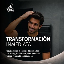 VOLOSY - Microfibras Capilares de Queratina Unisex | Densificador Capilar de Volumen Inmediato | Corrector Visual para Cabello Delgado | Efecto Natural Resistente al Sudor y Viento | 27.5 g (Negro)