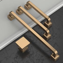 Asidrama 10 Pack 3.75 Inch(96mm) Champagne Bronze Kitchen Cabinet Handles, Brushed Brass Cabinet Pulls Kitchen Cabinet Hardware for Cupboard Gold Drawer Pulls Dresser Handles