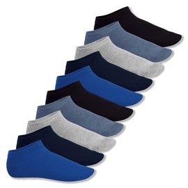 Footstar Original Sneak It! Trainer Socks Unisex Trainer Socks in Sizes 35-50, Many Trendy Colours, 10 Pairs - Jeans shades, size: 43-46