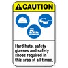 Caution Safety Glasses Hard Hats Safety Shoes Required in This