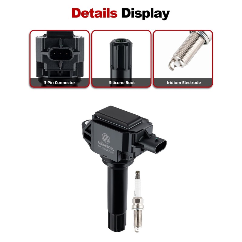 VANBOL Set of 4 UF724 Ignition Coil Pack & 93501