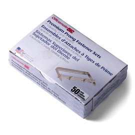 Officemate Premium Prong Fasteners, Complete Set, 1 Inch, Box of 50 Office Paper Clamp (99710), Silver