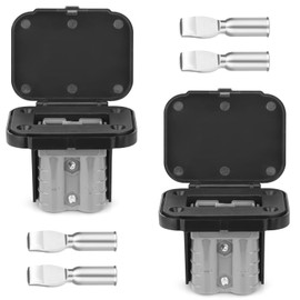 50 Amp Battery Quick Disconnect Connector Plug Mounting Panel with Cover, 50A Plug Flush Mount Recessed Plate, 6 AWG Max 600V, Grey