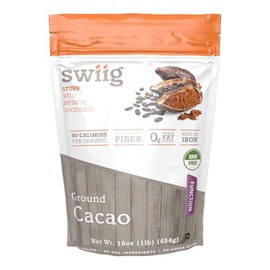 swiig Ground Cacao, No Added Sugar or Oils, Gluten Free, No GMO Ingredients, 1.5 Pound Bag