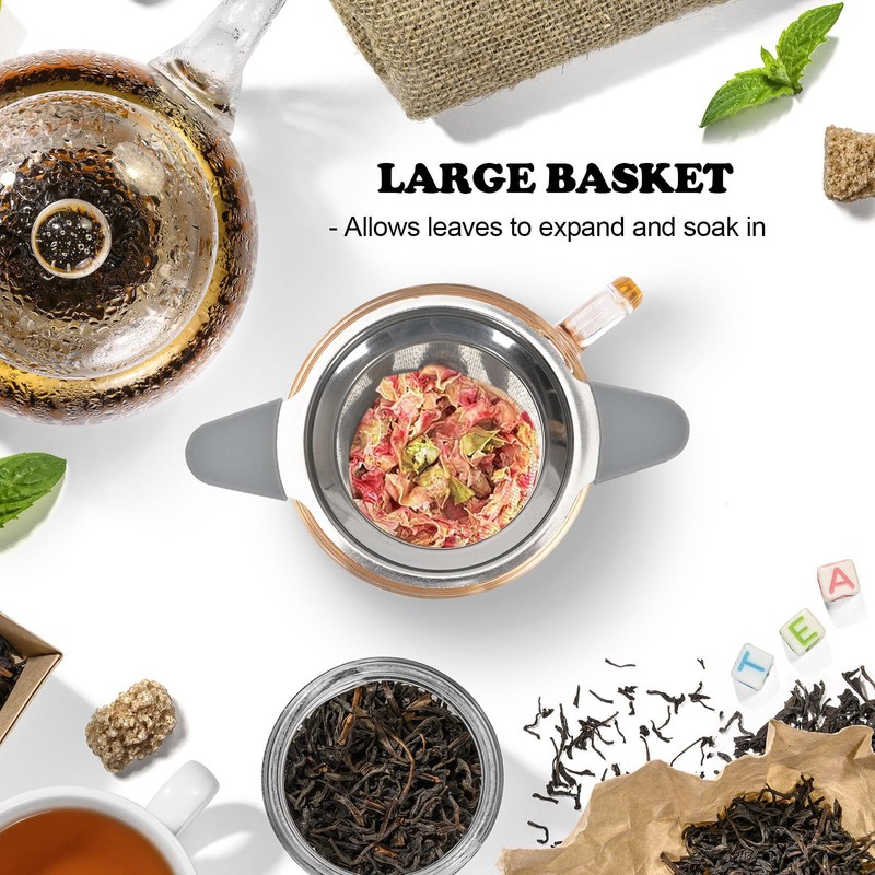 Tea strainer with lid/drip tray, extra fine mesh 304 stainless