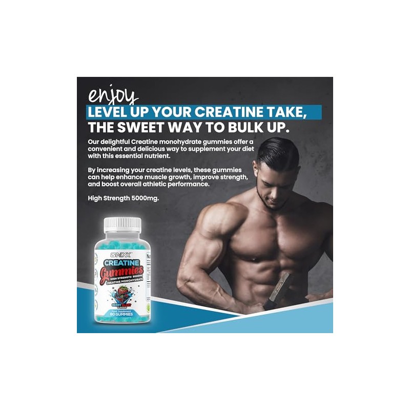 Creatine Monohydrate Gummies 5000mg - Workout Gym Supplement - 60