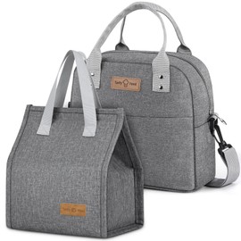Lunch Bag Large Lunch Bag 2pcs Insulated Lunch Tote Bags for Women Men Reusable Lunch Box Leakproof Thermal Cooler Bag for Work School Picnic Travel Outdoor, Grey