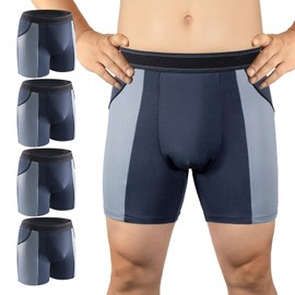 Incontinence Underwear for Men Washable Mens Incontinence Underwear for Bladder Leak Protection 80ML Reusable Leak Proof Underwear for Men Urinary Incontinence Boxer Shorts (4 Blue, 2XL)