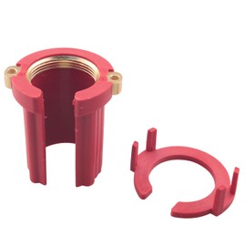 ZCZQC 2 Red Plastic Brass Coated Faucet Nuts for 32mm OD Threaded Pipe, Kitchen Sink Faucet Replacement Parts
