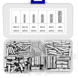 WYYFXY® Pack of 200 Butt Connectors Uninsulated Butt Connectors Made of Copper Cable Crimp Connector BN0.75 / BN1.25 / BN2 / BN3.5 / BN8 Cable Connector for Cable Connecting