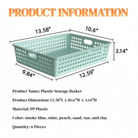 6 Pack Plastic Turn in Paper Trays for Classroom, Storage Bin Baskets, Boho