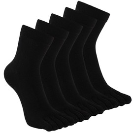 TEENLOVEME Men's Toe Socks Cotton Men Five Fingers Socks Sport Running Toe 5 Pairs, Black-5 Pairs