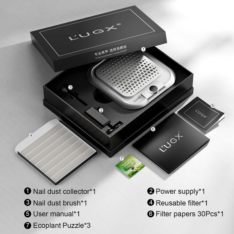 L'UGX Nail Dust Collector Professional for Nails with 30 Paper