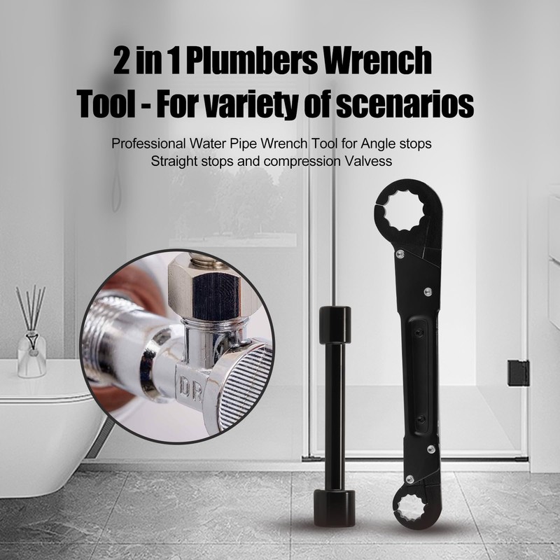 Trvoxviq Plumbing Tools Angle Stop Wrench Kit, Adjustable Plumber Wrench