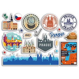 A5 Sticker Sheet Prague Landmarks Vinyl Stickers - Czech Republic Airport Stamps Skyline Flag Travel Holiday Scrapbooking City Luggage #79122
