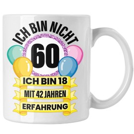 Trendation - 60th Birthday Mug Woman Gift 60s Gift Idea 60 Mom Women Funny Gifts 60 Year Old Man Men (White)