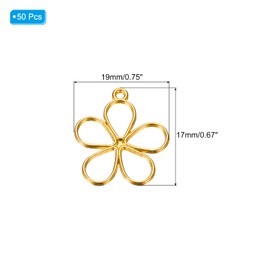 PATIKIL 50pcs Open Bezels, Resin Bezels Pendants Flower Open Back Bezels Alloy Hollow Frame Bulk for Resin Jewelry Making Earrings Necklace, Golden