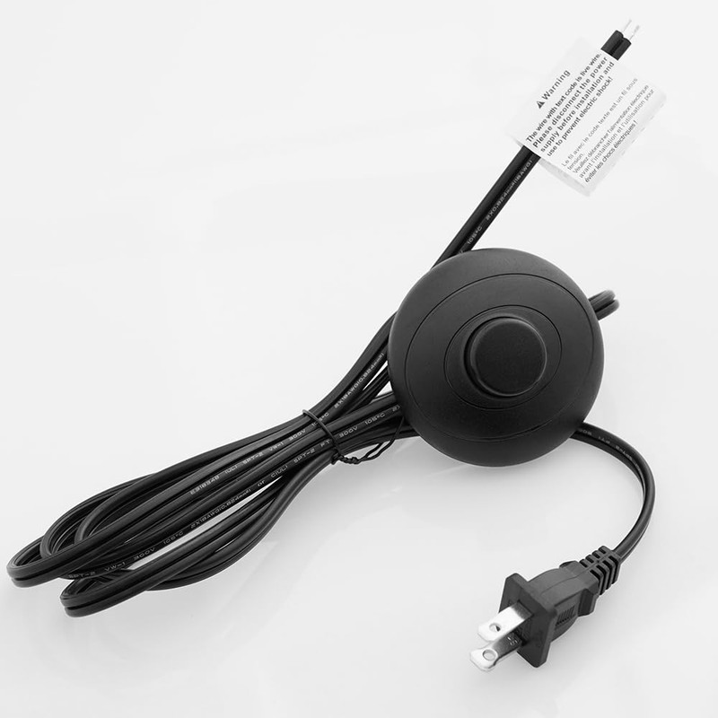 Asjeumt 6ft Foot Switch Lamp Cord Replacement, Black Floor Light