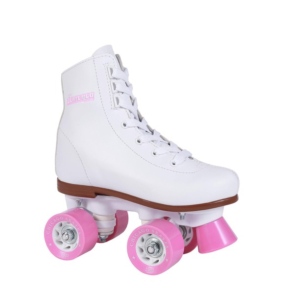Chicago Skates Girl’s Classic Roller Skates – White Rink Quad Skates - Size Youth 3 (CRS190003)