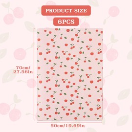 6 x Pink Wrapping Paper Sheets, Cherry Wrapping Paper Birthday Gift Wrap Pink Wrap papers for Girl Women Birthday, Hen Party, Holiday Party Supplies