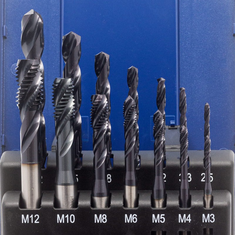 WSH-TOOLS TiAlN Machine Tap Set Blind Hole M3, M4, M5,