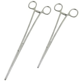 Multipurpose 2 Long Straight Hemostat Forceps 8" + 12" with Fully Serrated Jaws Rochester Pean Stainless Steel for Holding Objects, Feeding Reptiles, Mechanical Repairs & Other Outdoor Activities