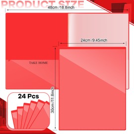 Henoyso 24 Pcs School and Home 2 Pocket Folders with 4 Clear Inner Pockets Plastic Heavy Duty Homework Folders Parent Teacher Communication for Student Home Office Classroom,11 x 9 Inch (Red)