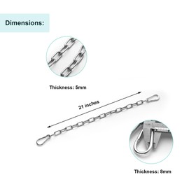 2 Pack Extension Chain with 4 Carabiners Snap Hook for Hammocks Stand Chairs Porch Swing Punching Bags, 450 Lbs Capacity
