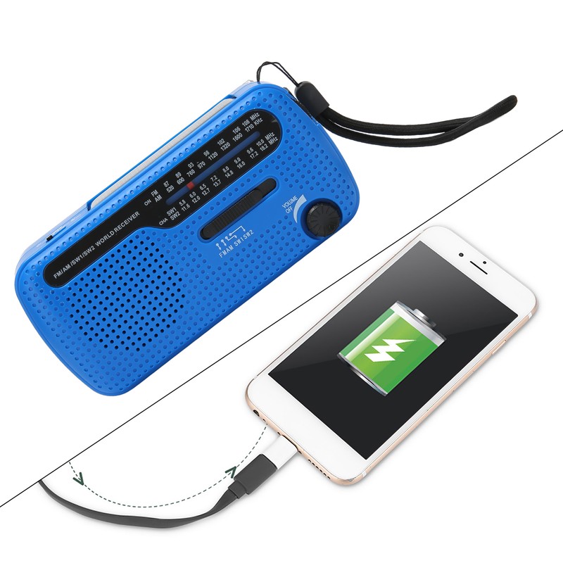 Hand Crank Solar Radio AM FM SW1 SW2 Camping LED
