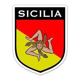 Sicilia Shield Sicily Badge Flag Italy Vinyl Sticker - for Car Laptop Large Size - Waterproof - 8"