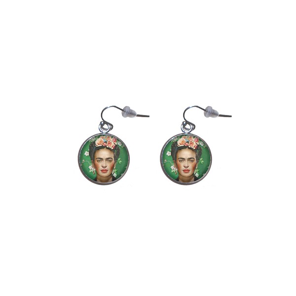 Stainless Steel Hanging Earrings, Diameter 20mm, Handmade,Illustration Icon Feminist