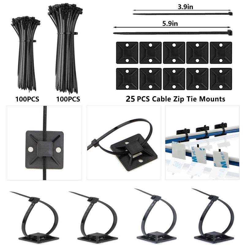 ELII 328Pcs Cable Management Kit, 8 Magnetic Cable Holder,69Adhesive Cable