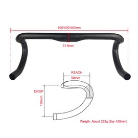 Platt Road Handlebar Full Carbon Fiber Road Bicycle Handlebar 31.8mm Drop Bar Bent Handlebar 400/420/440mm,UD Matte Black