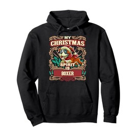 Boxer My Christmas Spirit Dog Santa Claus Elf Reindeer Pullover Hoodie